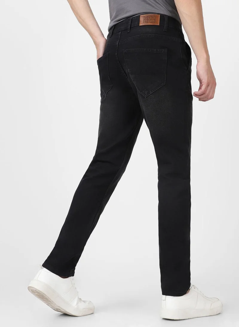 Urbano Fashion  Urbano Fashion Men's Black Slim Fit Washed Jeans Stretchable for Men | Best Price UAE